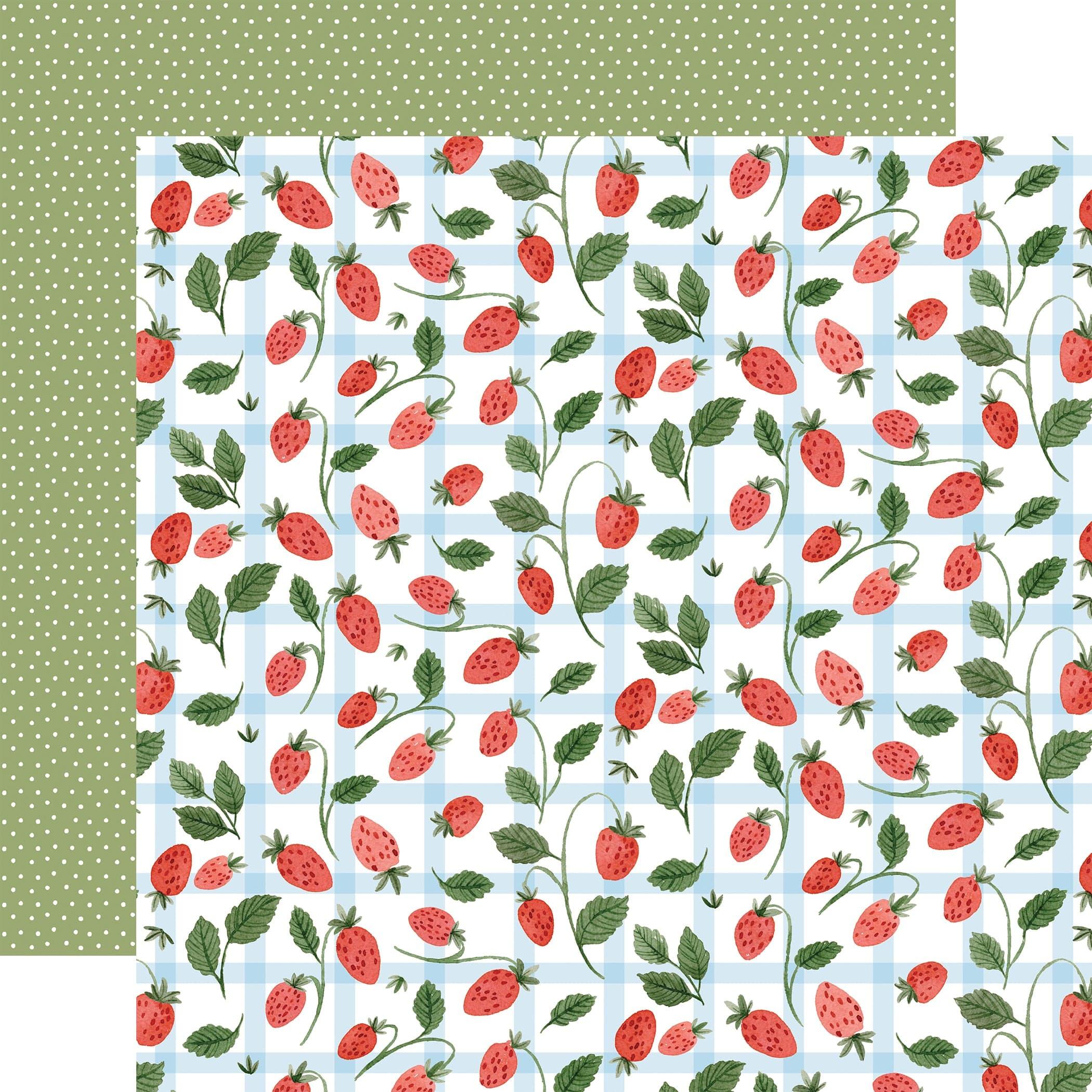 Summer Collection Summer Strawberries 12 x 12 Double-Sided Scrapbook Paper by Carta Bella - Scrapbook Supply Companies