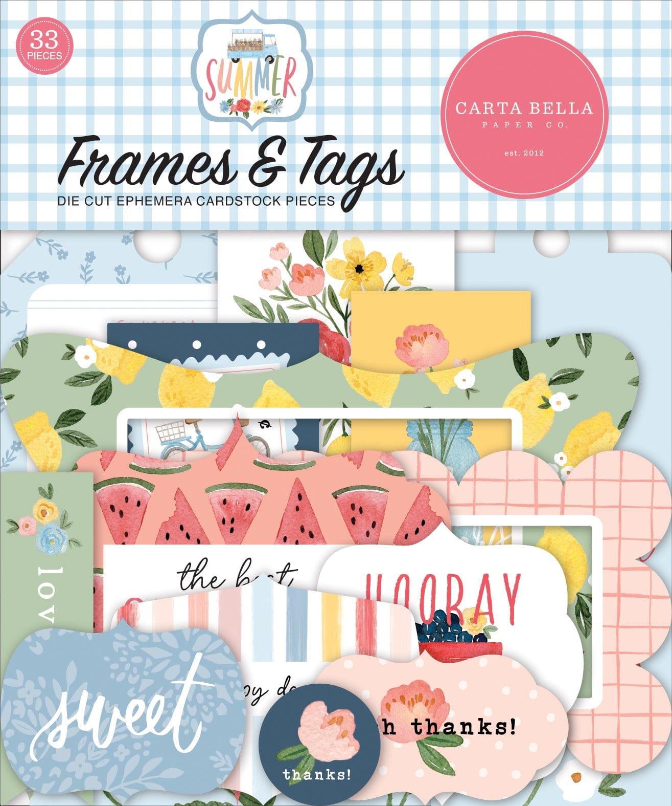 Summer Collection 5 x 5 Frames & Tags Die Cut Scrapbook Embellishments by Carta Bella - Scrapbook Supply Companies
