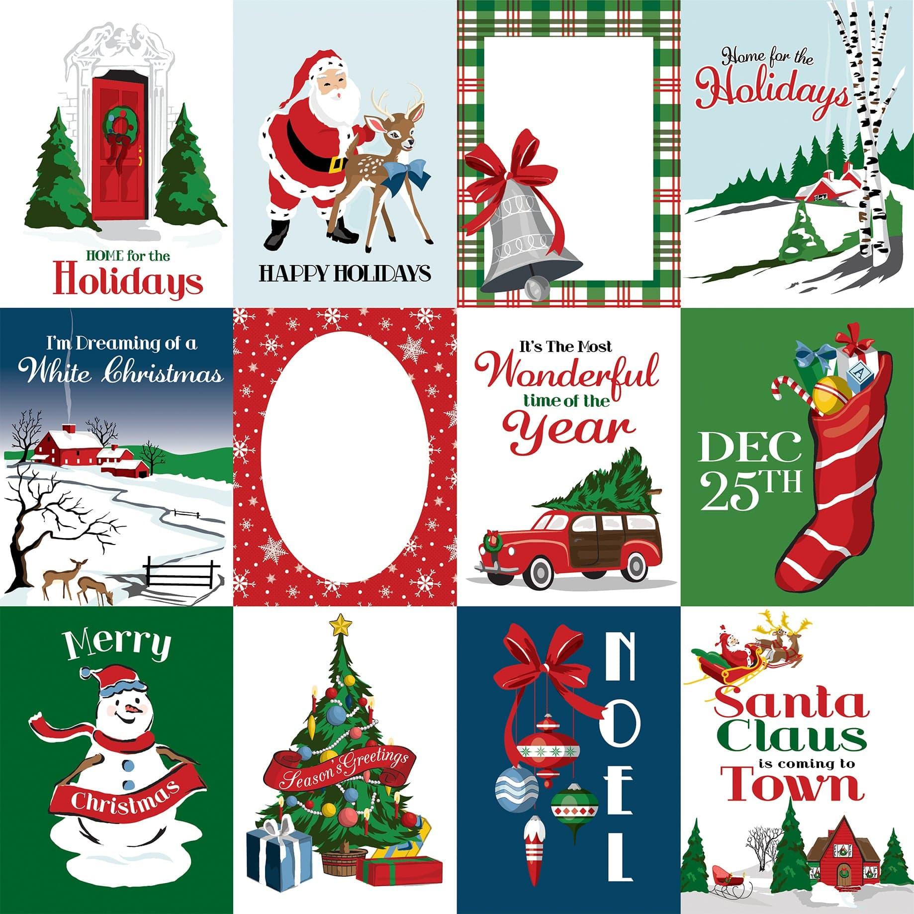 White Christmas Collection 3 x 4 Journaling Cards 12 x 12 Double-Sided Scrapbook Paper by Carta Bella - Scrapbook Supply Companies