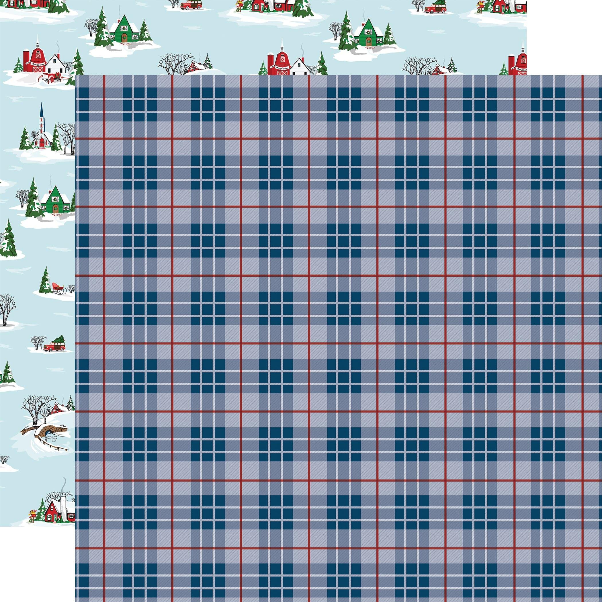 White Christmas Collection Tartan Tidings 12 x 12 Double-Sided Scrapbook Paper by Carta Bella