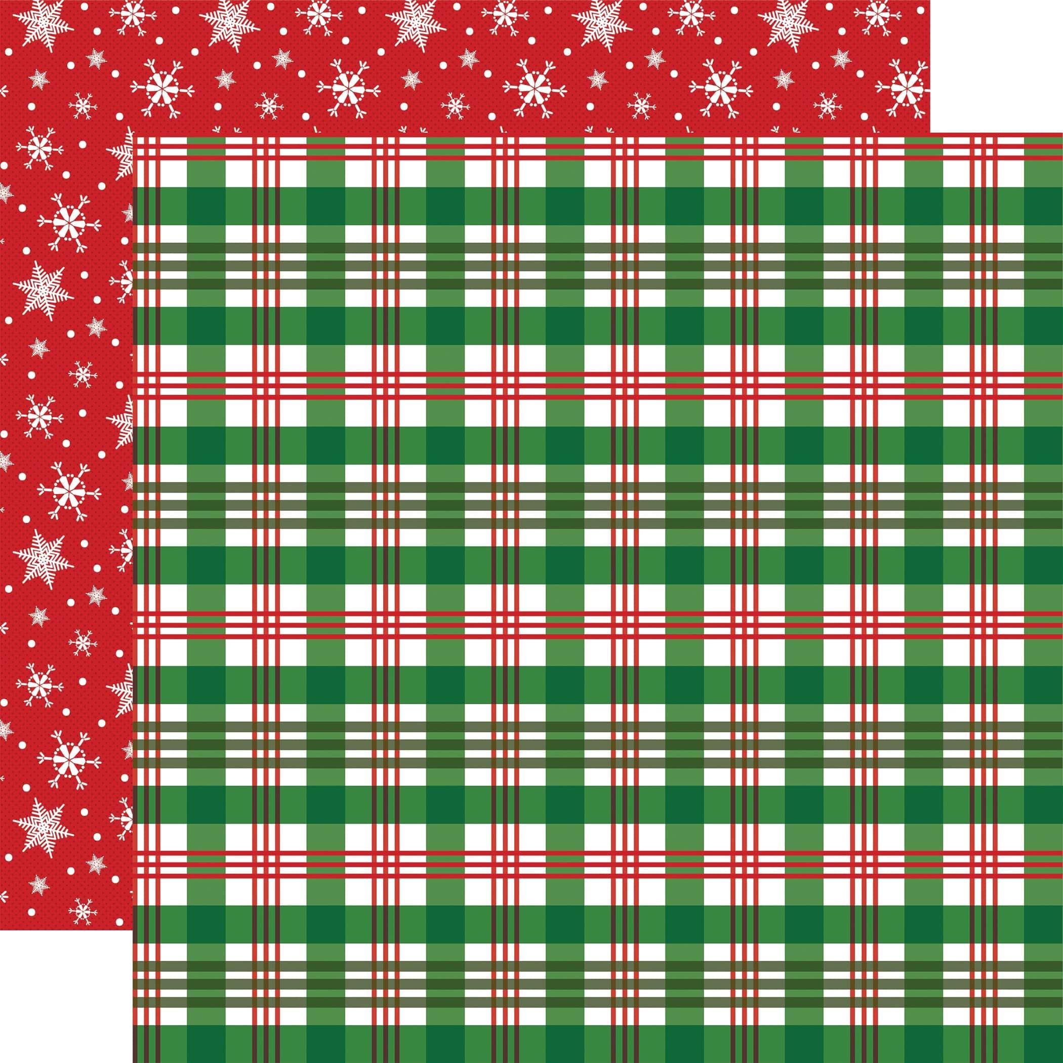 White Christmas Collection Christmas Plaid 12 x 12 Double-Sided Scrapbook Paper by Carta Bella - Scrapbook Supply Companies