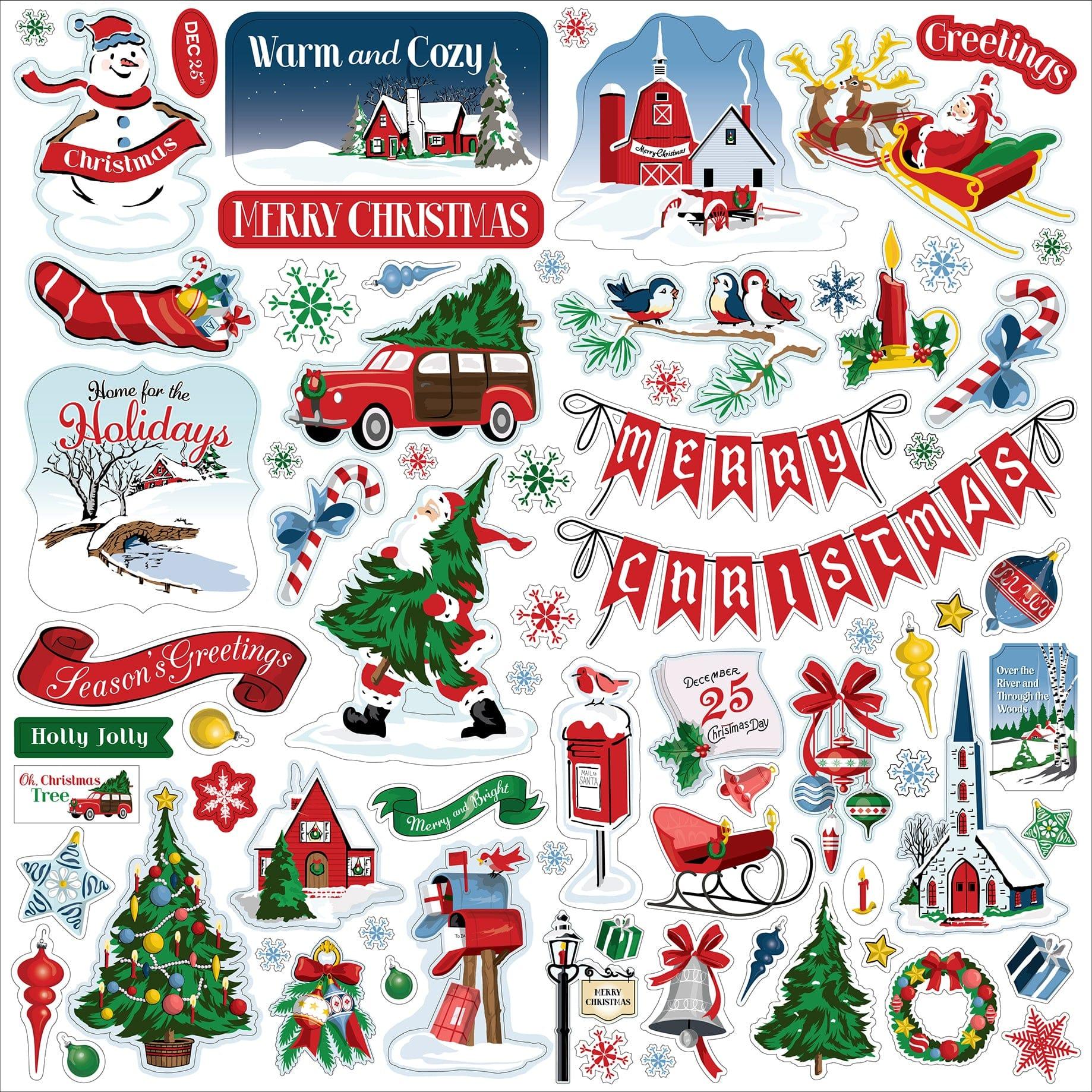 White Christmas Collection 12 x 12 Scrapbook Sticker Sheet by Carta Bella - Scrapbook Supply Companies