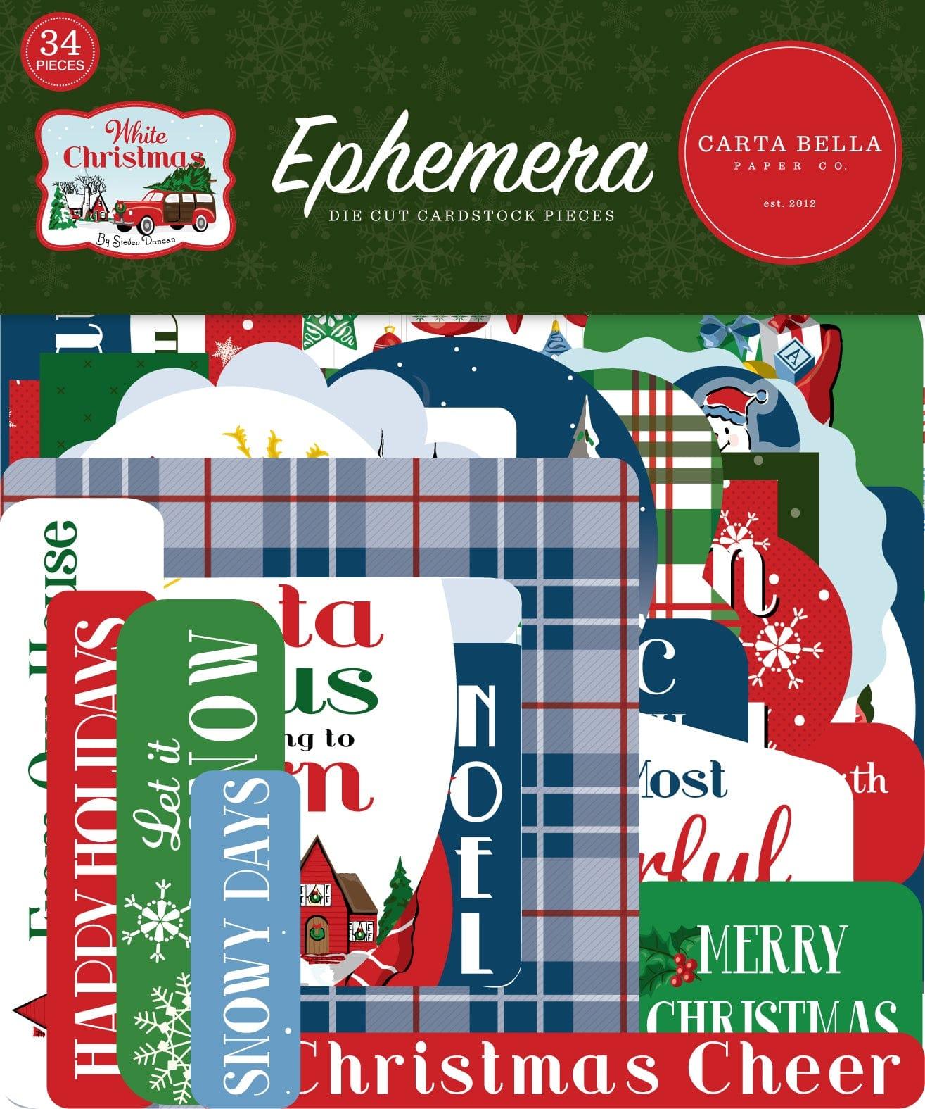 White Christmas Collection 5 x 5 Scrapbook Ephemera Die Cuts by Carta Bella - Scrapbook Supply Companies