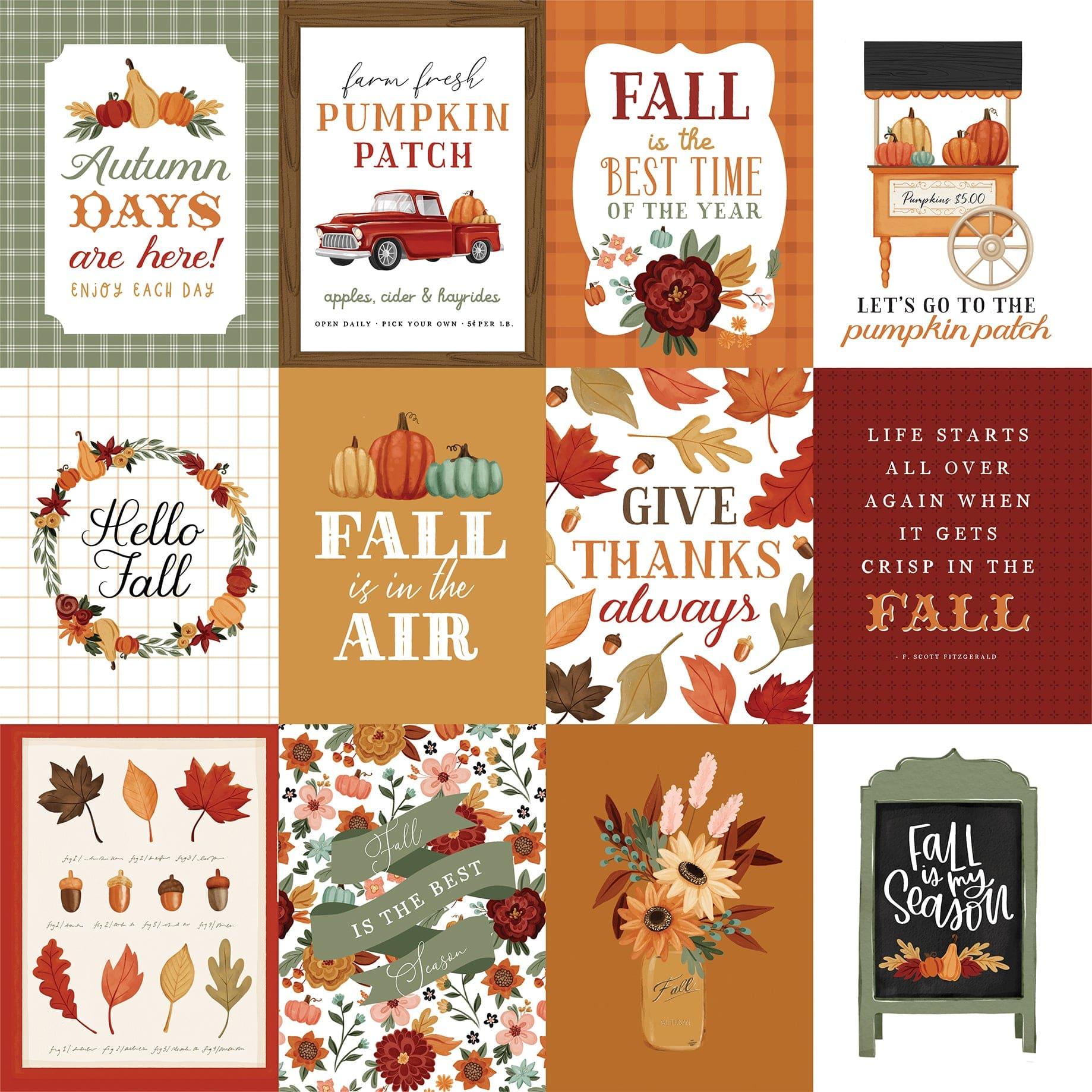 Welcome Fall Collection 3 x 4 Journaling Cards 12 x 12 Double-Sided Scrapbook Paper by Carta Bella - Scrapbook Supply Companies