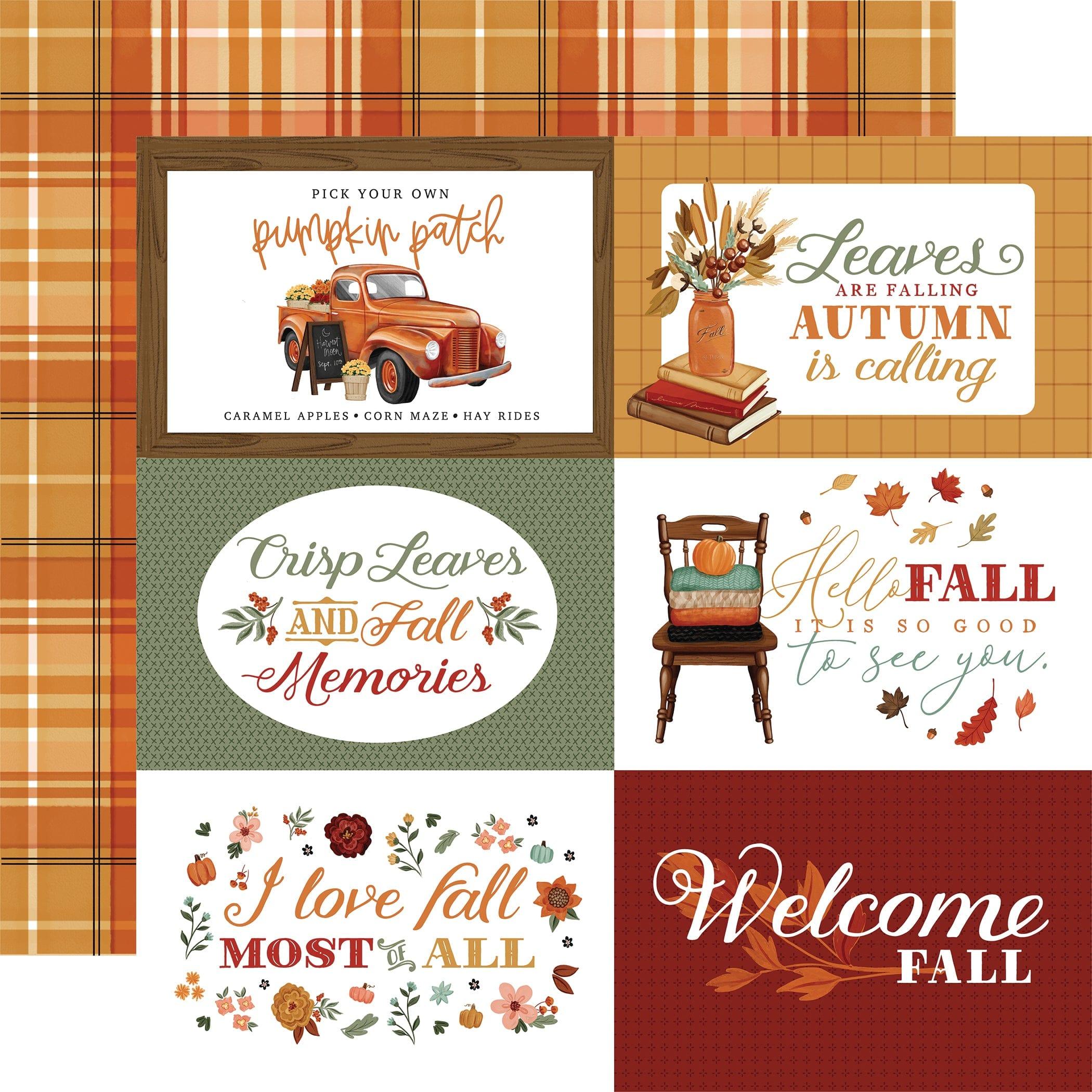 Welcome Fall Collection 6x4 Journaling Cards 12 x 12 Double-Sided Scrapbook Paper by Carta Bella