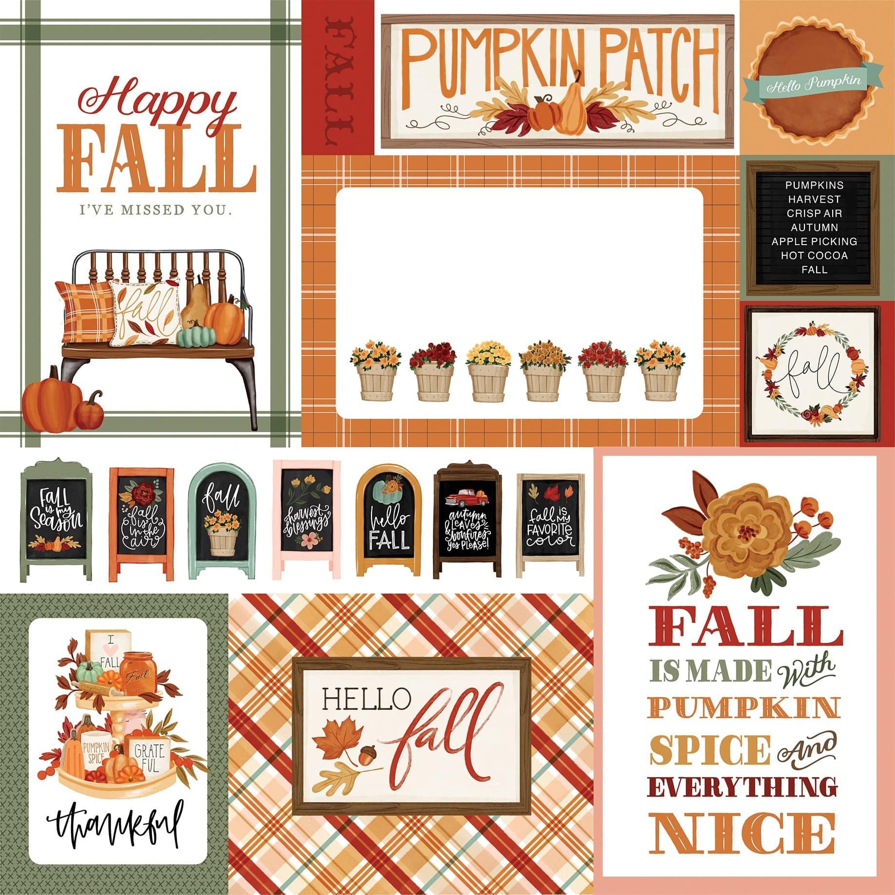 Welcome Fall Collection Multi Journaling Cards 12 x 12 Double-Sided Scrapbook Paper by Carta Bella - Scrapbook Supply Companies