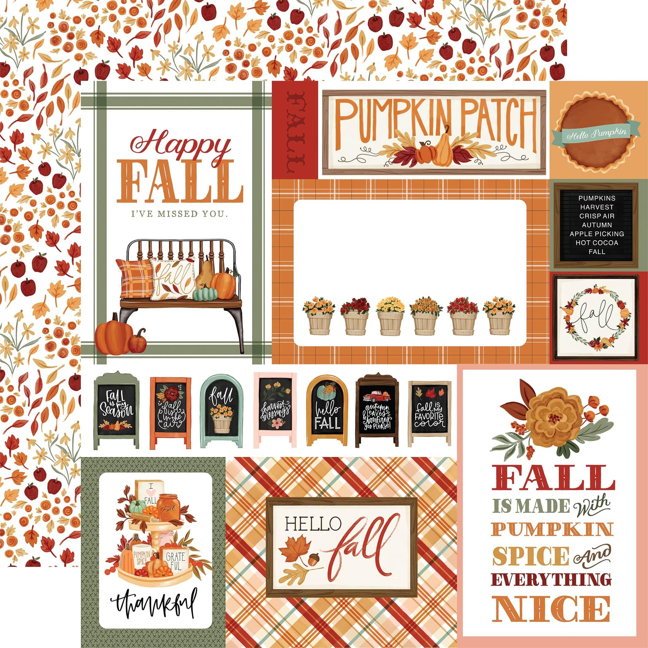 Welcome Fall Collection Multi Journaling Cards 12 x 12 Double-Sided Scrapbook Paper by Carta Bella