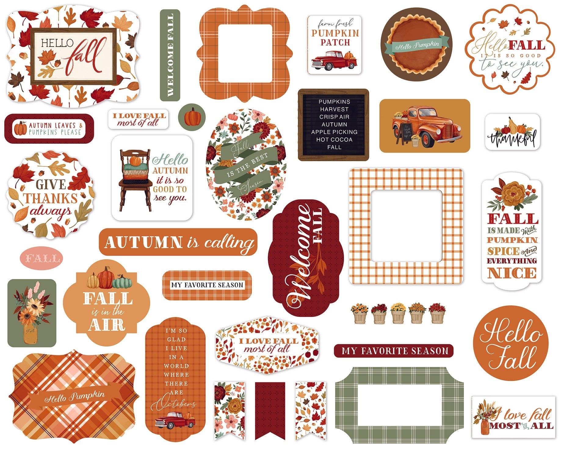 Welcome Fall Collection 5 x 5 Scrapbook Ephemera Die Cuts by Carta Bella - Scrapbook Supply Companies