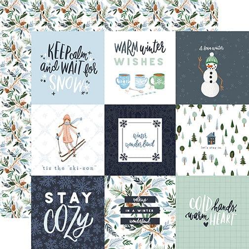 Winter Market Collection 4x4 Journaling Cards 12 x 12 Double-Sided Scrapbook Paper by Carta Bella