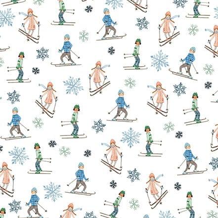 Winter Market Collection Skiers 12 x 12 Double-Sided Scrapbook Paper by Carta Bella - Scrapbook Supply Companies