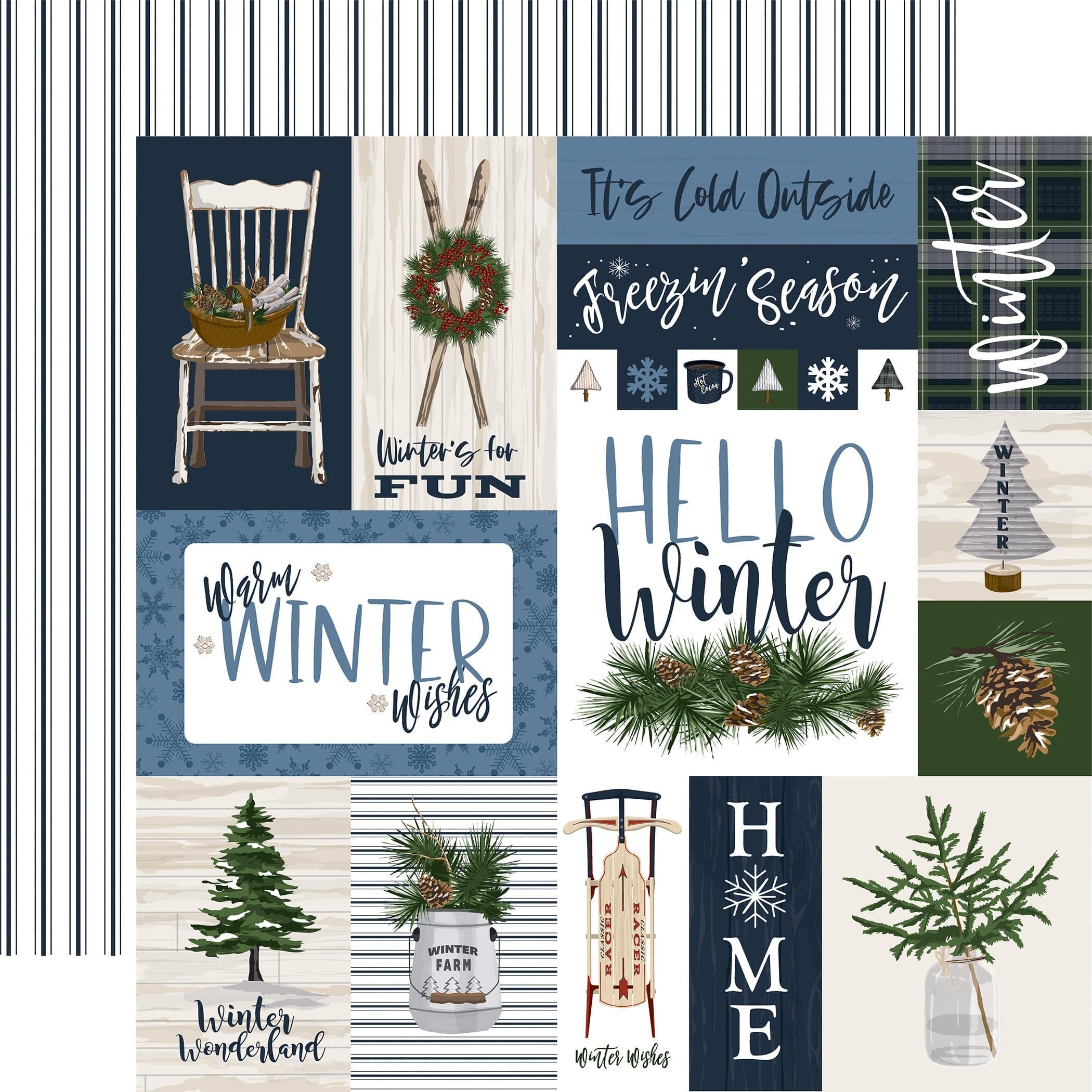 Welcome Winter Collection Journaling Cards 12 x 12 Double-Sided Scrapbook Paper by Carta Bella - Scrapbook Supply Companies