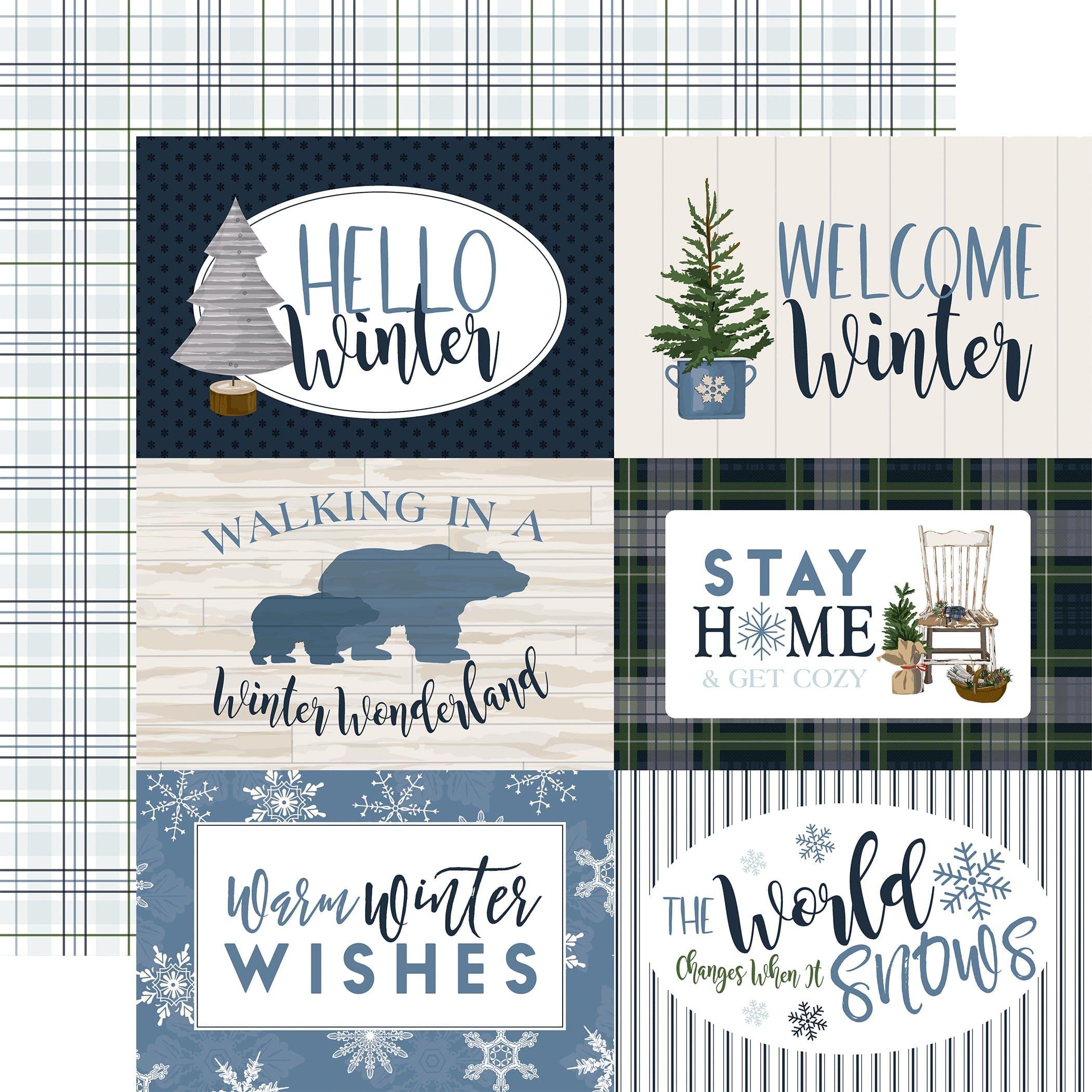 Welcome Winter Collection 6 x 4 Journaling Cards 12 x 12 Double-Sided Scrapbook Paper by Carta Bella - Scrapbook Supply Companies