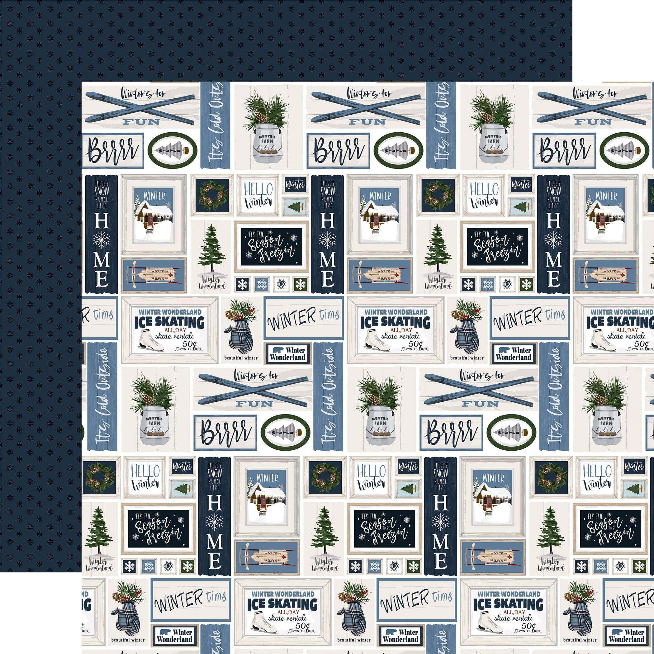 Welcome Winter Collection Farmhouse Frames 12 x 12 Double-Sided Scrapbook Paper by Carta Bella