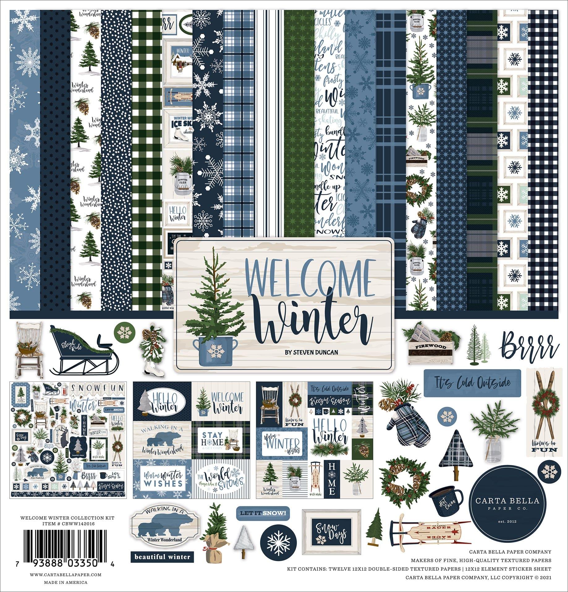 Welcome Winter Collection 12 x 12 Scrapbook Paper & Sticker Pack by Carta Bella - Scrapbook Supply Companies
