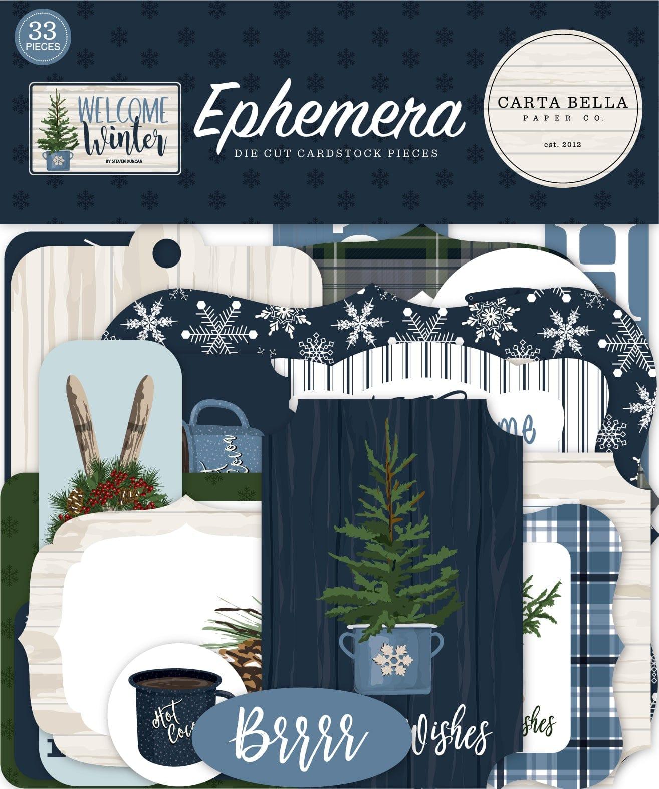 Welcome Winter Collection 5 x 5 Scrapbook Ephemera Die Cuts by Carta Bella - Scrapbook Supply Companies