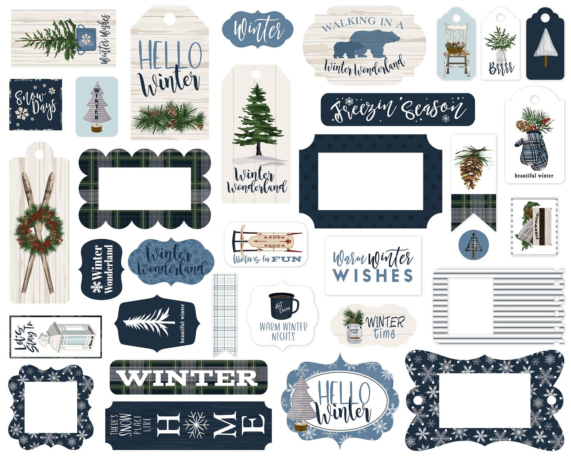 Welcome Winter Collection 5 x 5 Scrapbook Tags & Frames Die Cuts by Carta Bella - Scrapbook Supply Companies