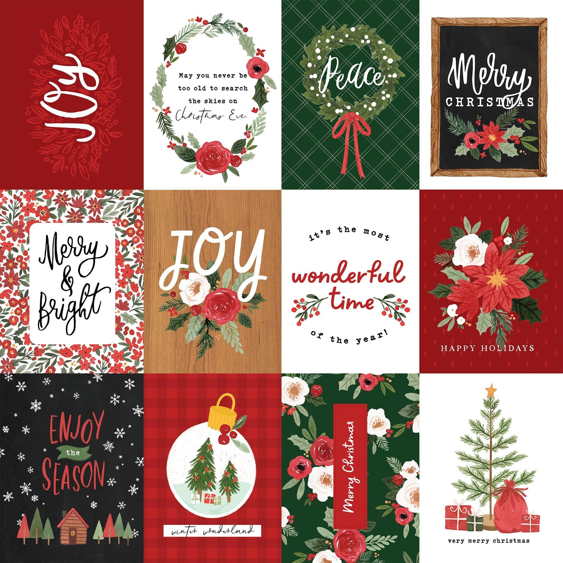 Happy Christmas Collection 3 x 4 Journaling Cards 12 x 12 Double-Sided Scrapbook Paper by Carta Bella - Scrapbook Supply Companies