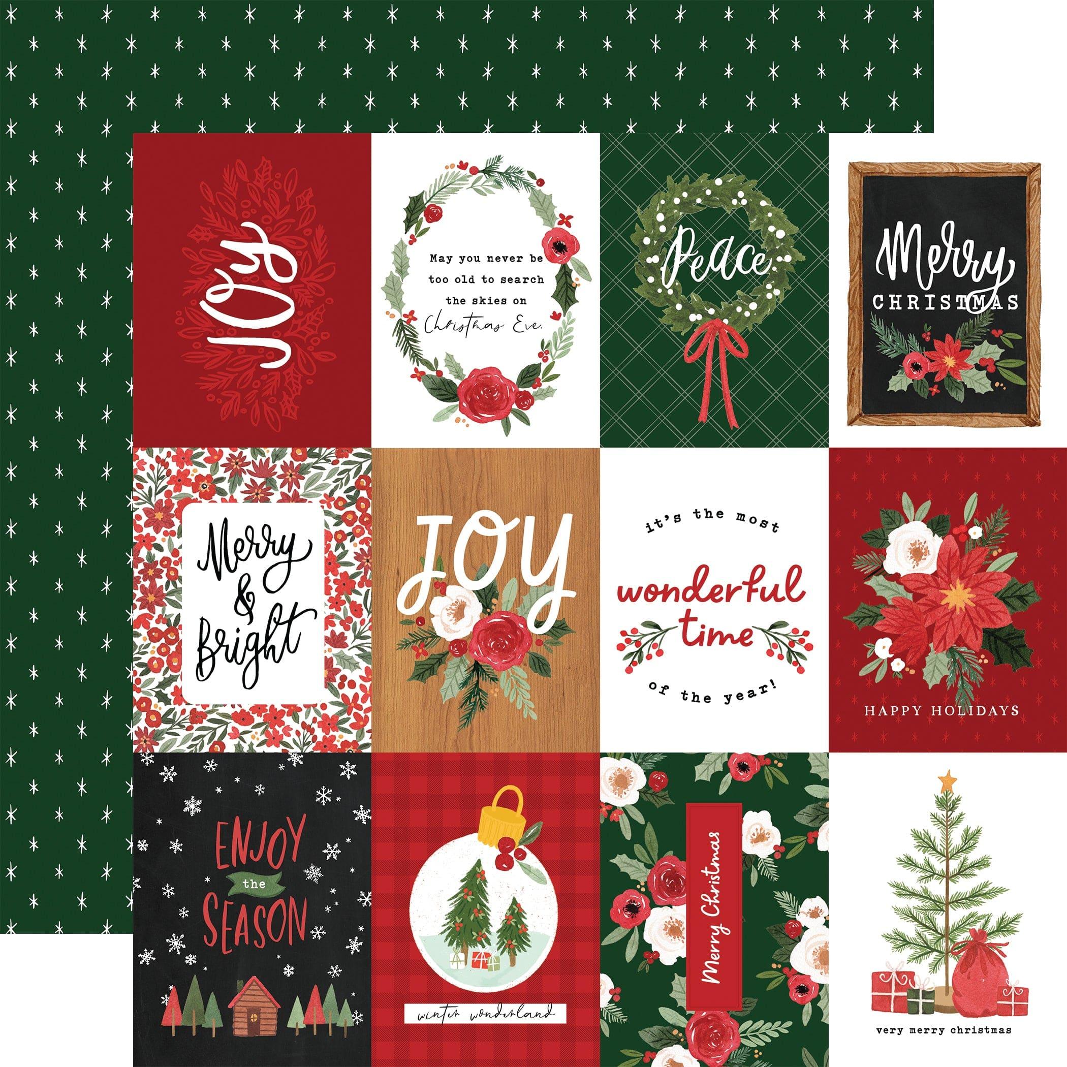 Happy Christmas Collection 3x4 Journaling Cards 12 x 12 Double-Sided Scrapbook Paper by Carta Bella