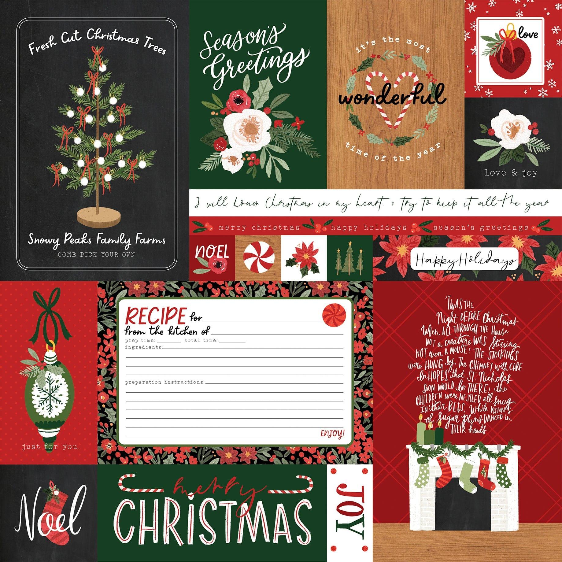Happy Christmas Collection Multi Journaling Cards 12 x 12 Double-Sided Scrapbook Paper by Carta Bella - Scrapbook Supply Companies