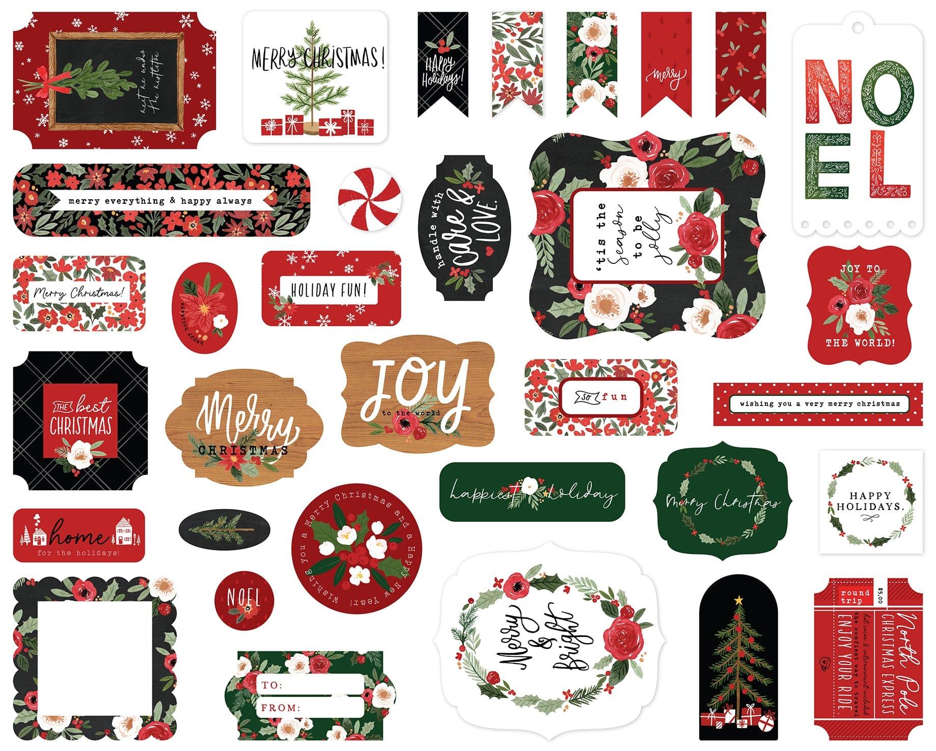 Happy Christmas Collection 5 x 5 Scrapbook Ephemera Die Cuts by Carta Bella - Scrapbook Supply Companies