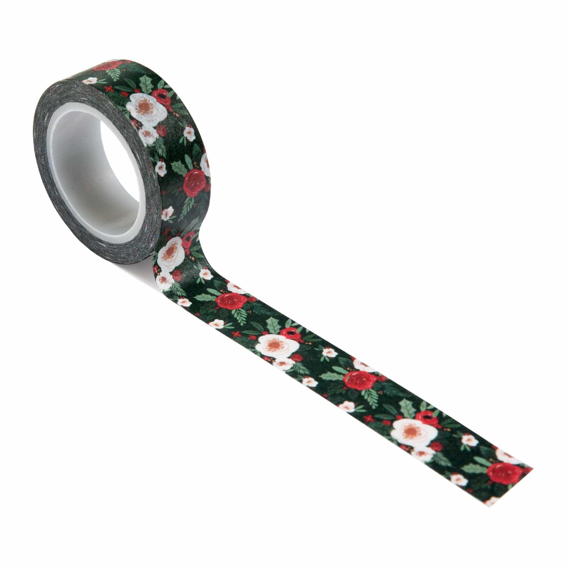 Happy Christmas Collection Cozy Floral Decorative Scrapbook Washi Tape by Carta Bella - 30 Feet - Scrapbook Supply Companies