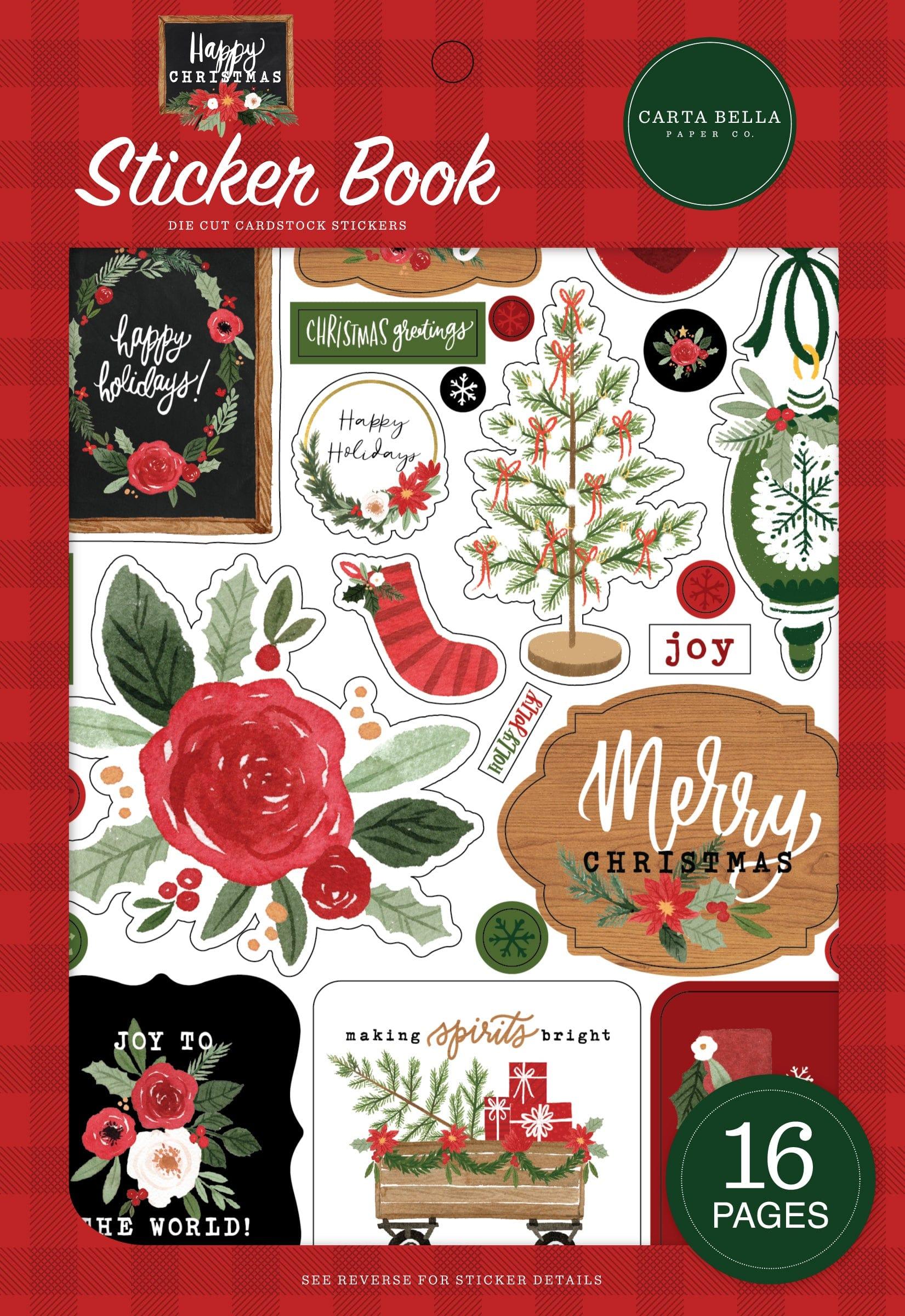 Happy Christmas Collection Sticker Book by Carta Bella Paper-16 pages - Scrapbook Supply Companies