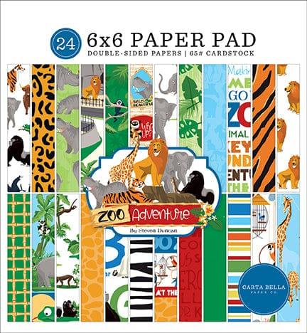 Zoo Adventure Collection 6 x 6 Scrapbook Paper Pad by Carta Bella Paper - 24 Double-Sided Scrapbook Papers - Scrapbook Supply Companies