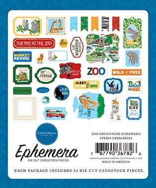 Zoo Adventure Collection 5 x 5 Ephemera Die Cut Scrapbook Embellishments by Carta Bella - Scrapbook Supply Companies