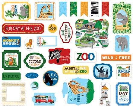 Zoo Adventure Collection 5 x 5 Ephemera Die Cut Scrapbook Embellishments by Carta Bella - Scrapbook Supply Companies