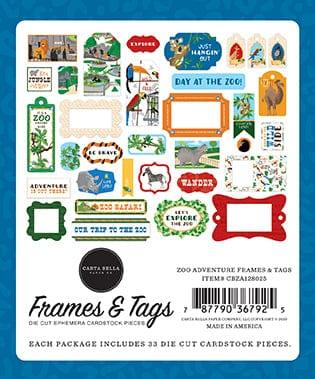 Zoo Adventure Collection 5 x 5 Frames & Tags Die Cut Scrapbook Embellishments by Carta Bella - Scrapbook Supply Companies