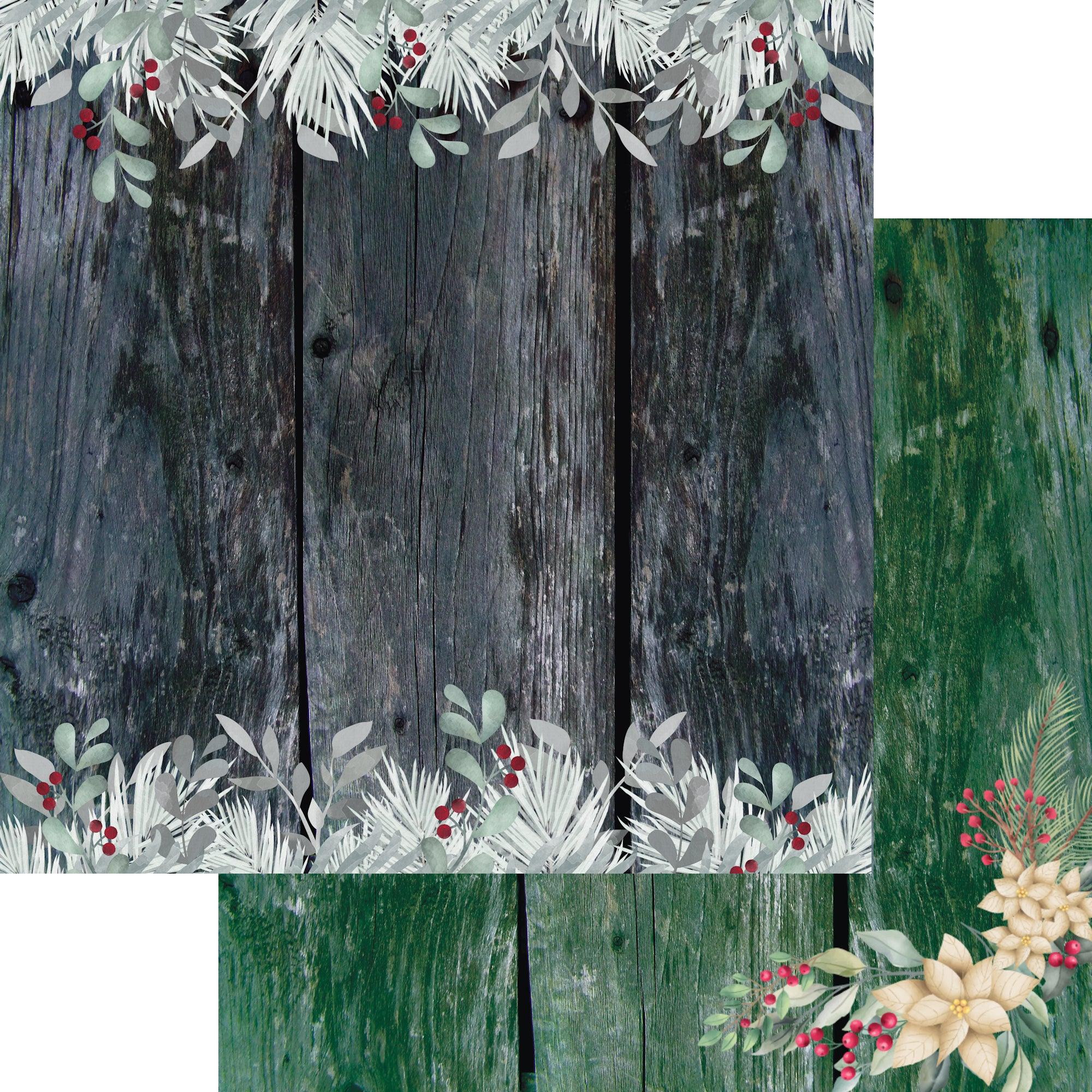 Country Christmas Watercolor Collection Pretty Poinsettias 12 x 12 Double-Sided Scrapbook Paper by SSC Designs - Scrapbook Supply Companies