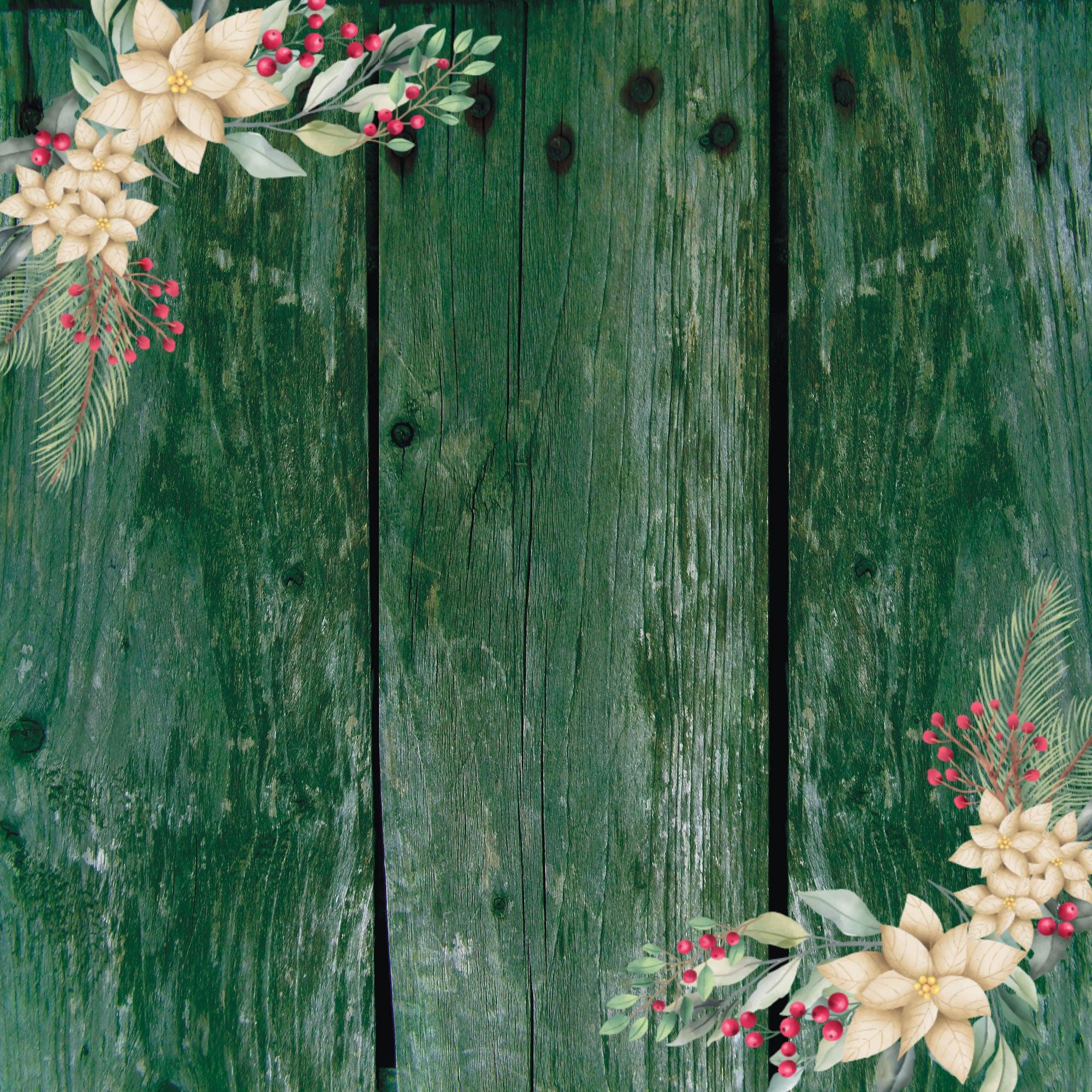 Country Christmas Watercolor Collection Pretty Poinsettias 12 x 12 Double-Sided Scrapbook Paper by SSC Designs - Scrapbook Supply Companies