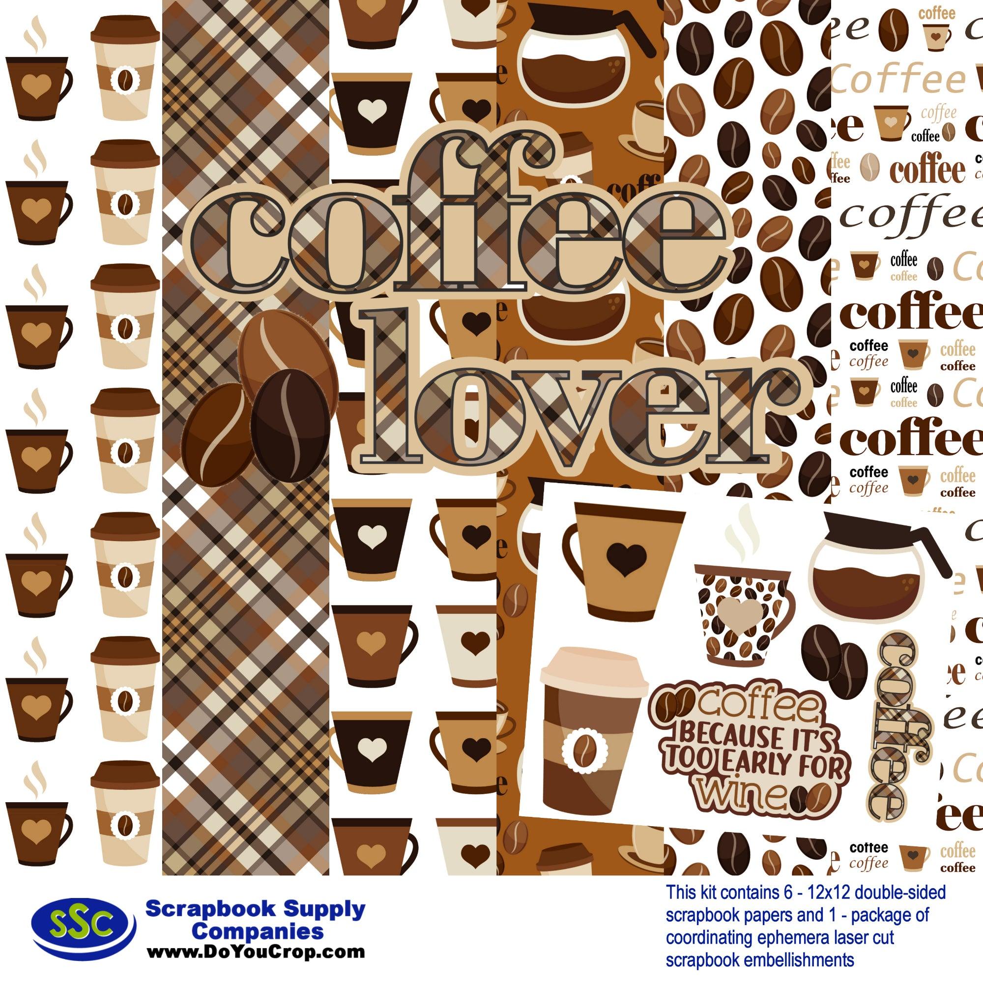 Coffee Lover 12 x 12 Scrapbook Paper & Embellishment Kit by SSC Designs