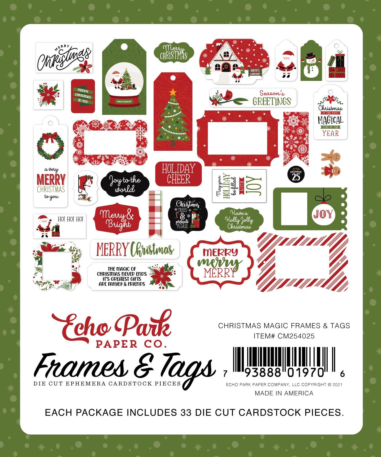 Christmas Magic Collection 5 x 5 Scrapbook Tags & Frames Die Cuts by Echo Park Paper - Scrapbook Supply Companies