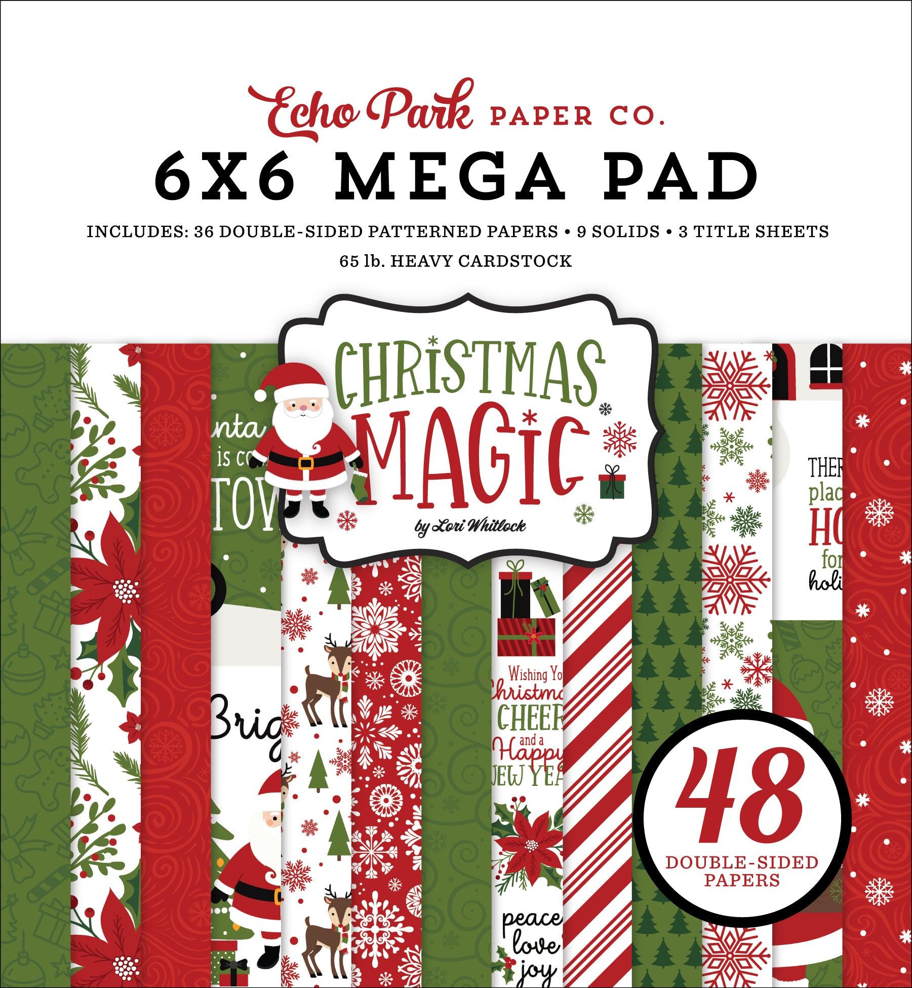 Christmas Magic Collection 6 x 6 Mega Paper Pad by Echo Park Paper - 48 Double-Sided Papers - Scrapbook Supply Companies