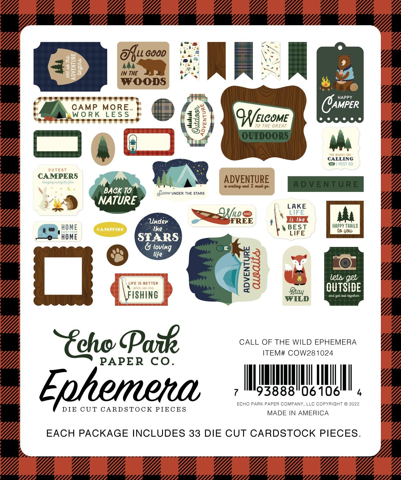 Call Of The Wild Collection 5 x 5 Scrapbook Ephemera Die Cuts by Echo Park Paper - Scrapbook Supply Companies