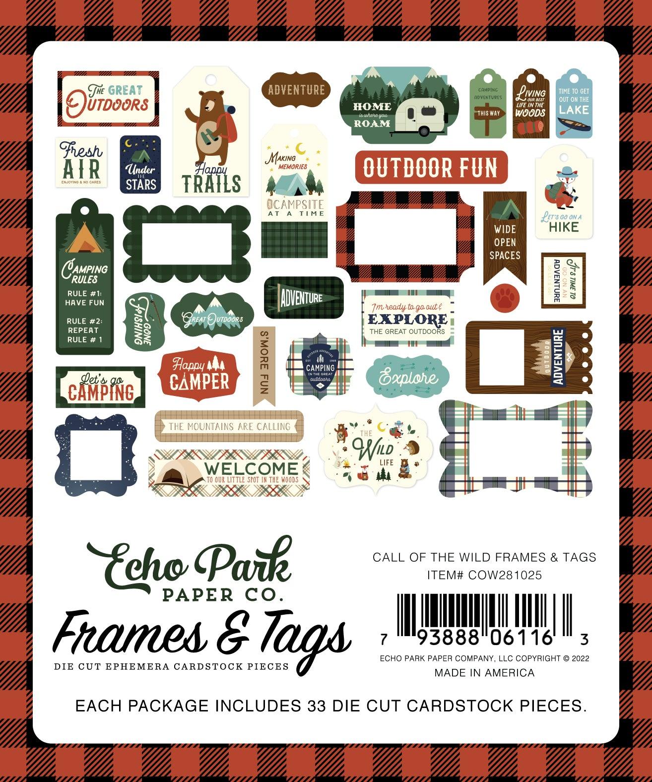 Call Of The Wild Collection 5 x 5 Scrapbook Tags & Frames Die Cuts by Echo Park Paper - Scrapbook Supply Companies