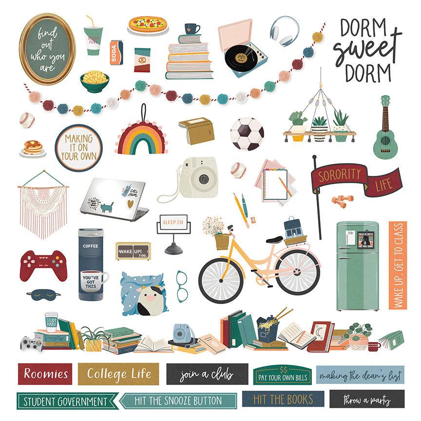 Campus Life Collection Female 12 x 12 Cardstock Scrapbook Sticker Sheet by Photo Play Paper
