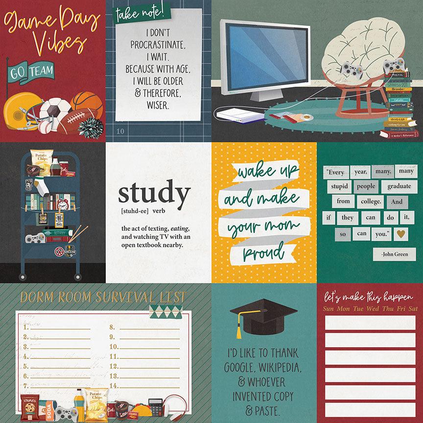 Campus Life Collection Dorm Room 12 x 12 Double-Sided Scrapbook Paper by Photo Play Paper - Scrapbook Supply Companies