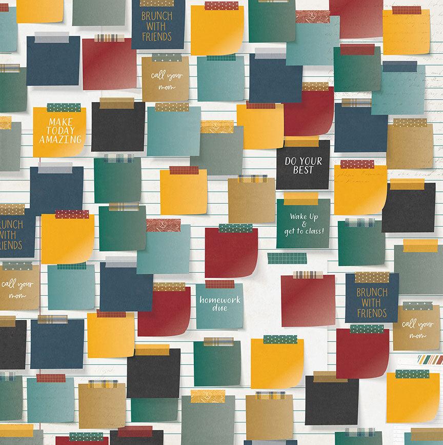 Campus Life Collection Sticky Notes 12 x 12 Double-Sided Scrapbook Paper by Photo Play Paper - Scrapbook Supply Companies