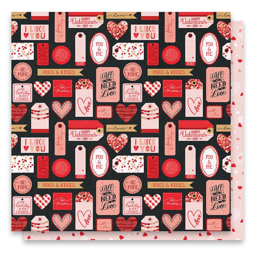 Cupid's Sweetheart Cafe Collection Sweetheart Tags 12 x 12 Double-Sided Scrapbook Paper by Photo Play Paper