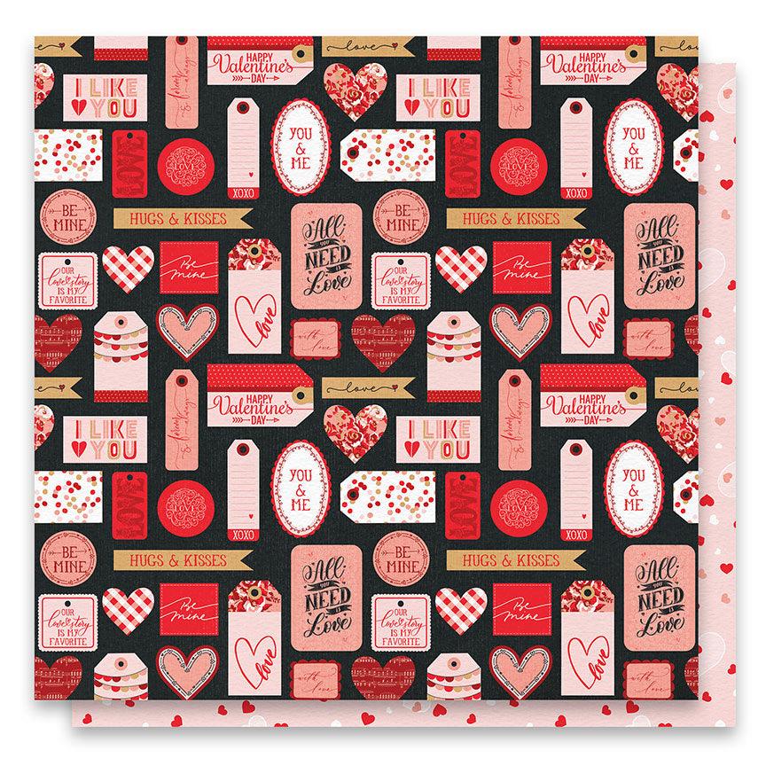 Cupid's Sweetheart Cafe Collection Sweetheart Tags 12 x 12 Double-Sided Scrapbook Paper by Photo Play Paper - Scrapbook Supply Companies