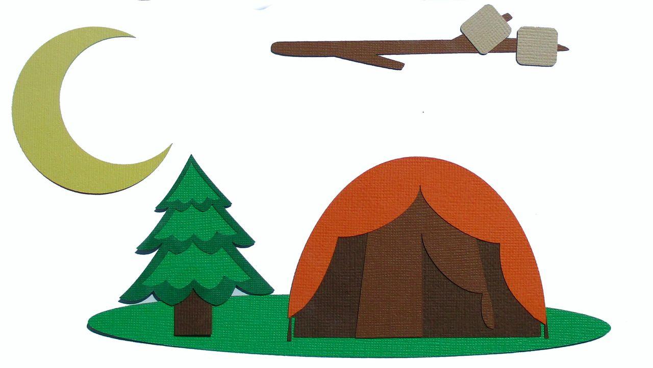 Camping 4-Piece Set Fully-Assembled 3 x 8 Laser Cut Scrapbook Embellishment by SSC Laser Designs