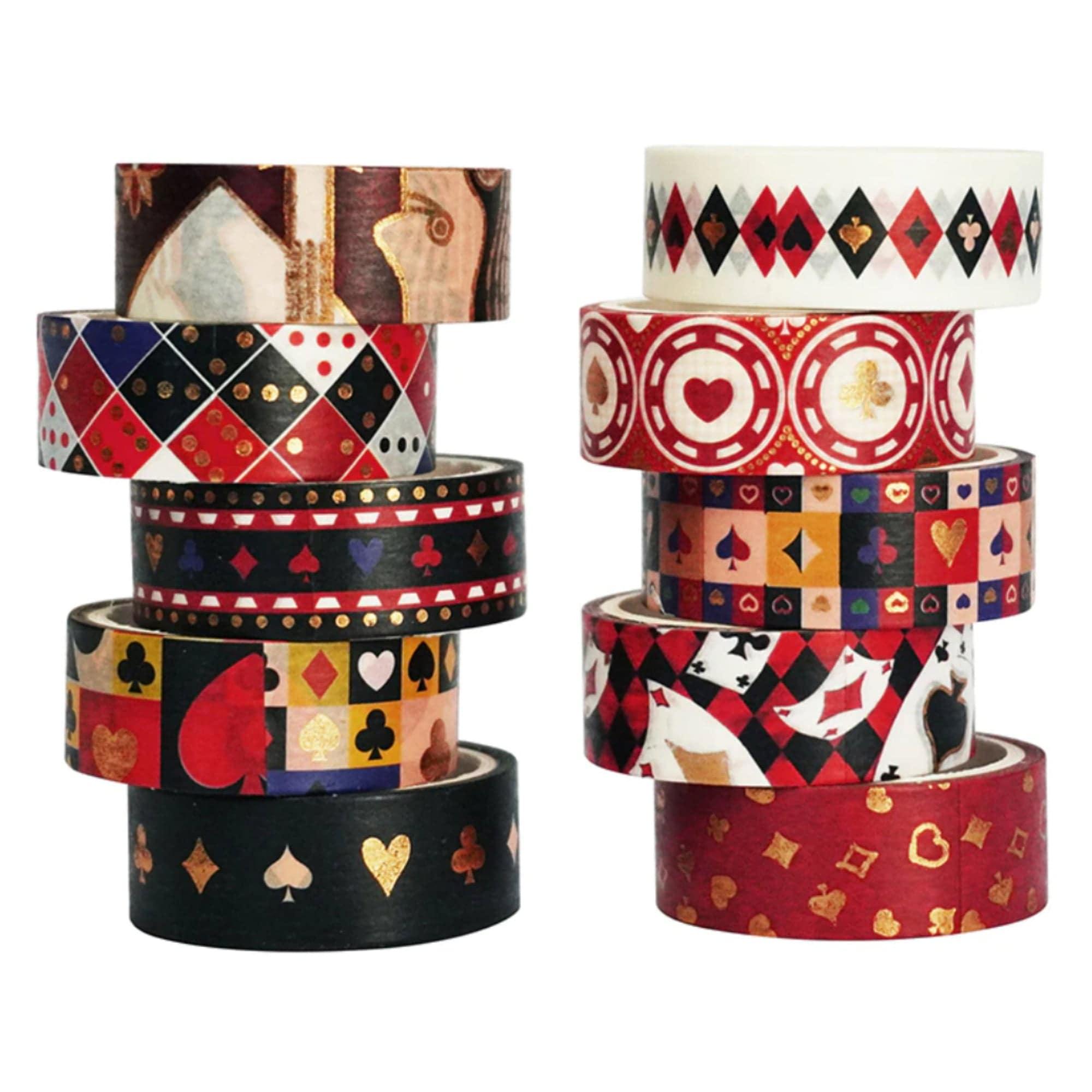 TW Collection Playing Cards Print Gold Foil Washi Tape by SSC Designs - 10 Rolls (15mm x 9 Feet each)