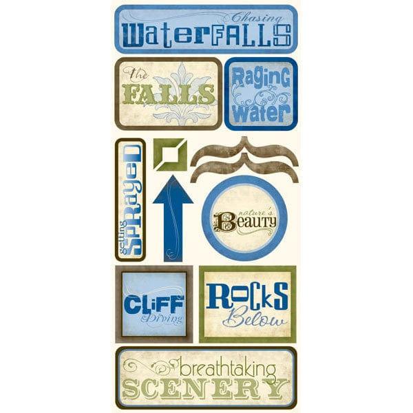 Outdoor Collection Chasing Waterfalls Scrapbook Sticker Sheet 6 x 12 by Scrapbook Customs - Scrapbook Supply Companies