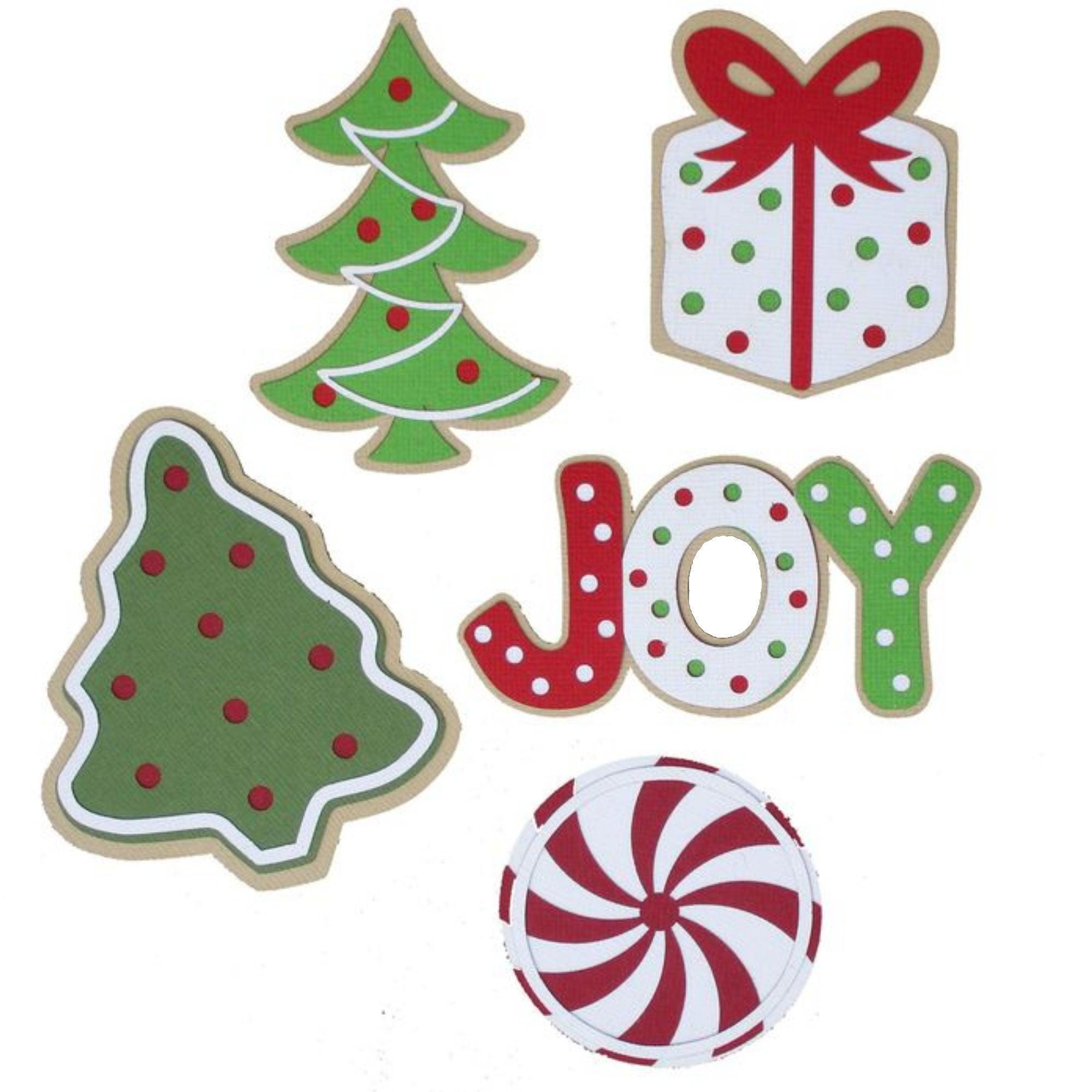 Christmas Cookies 5-Piece Set Fully-Assembled Laser Cut Scrapbook Embellishment by SSC Laser Designs