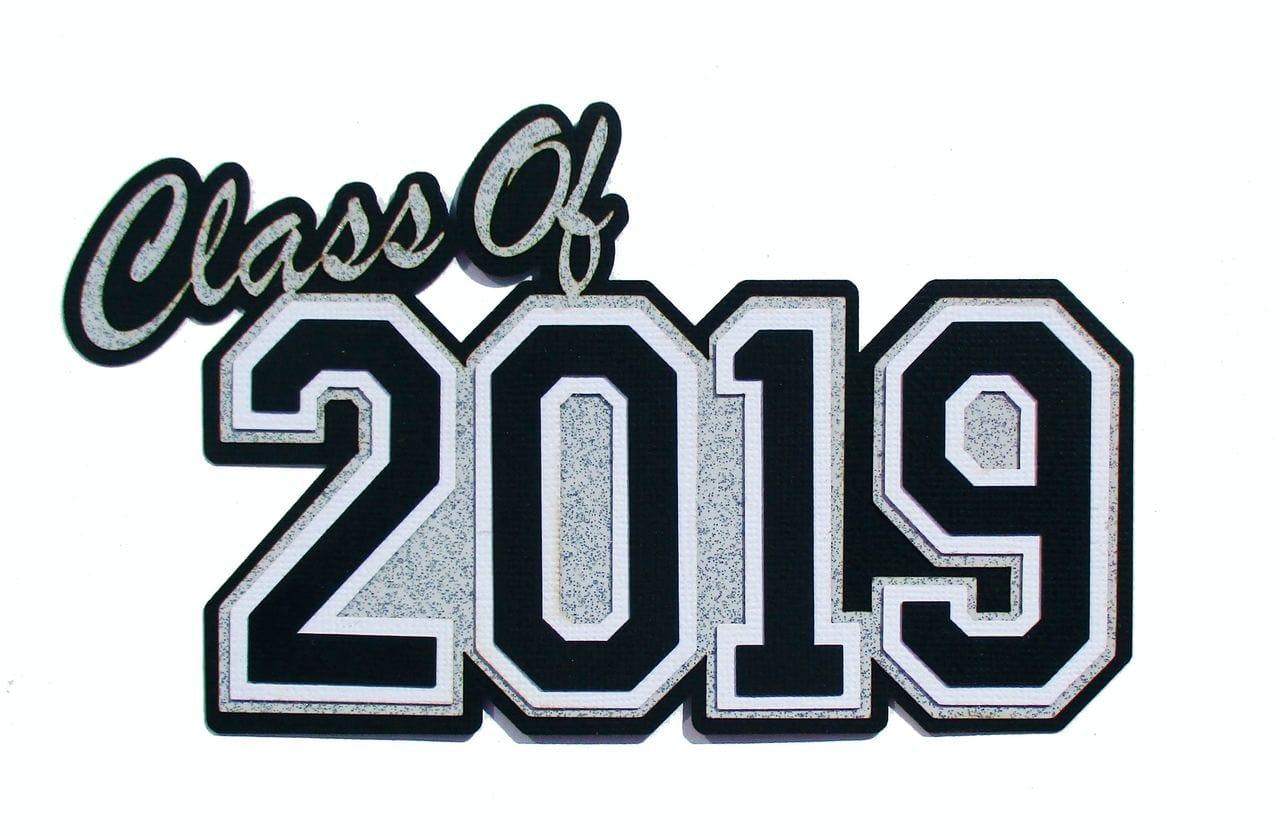 Graduation Collection Class of 2019 4 x 7 Silver Glitter Laser Cut Embellishment by SSC Laser Designs