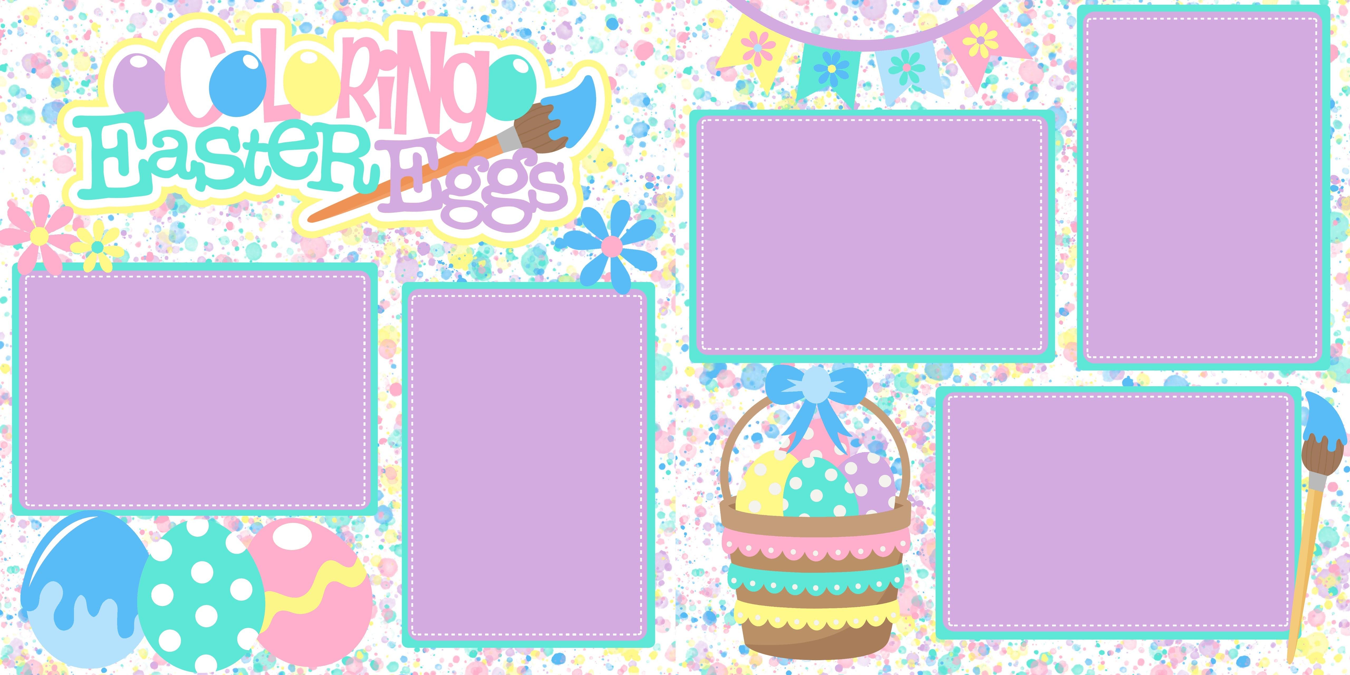Coloring Easter Eggs (2) - 12 x 12 Premade, Printed Scrapbook Pages by SSC Designs