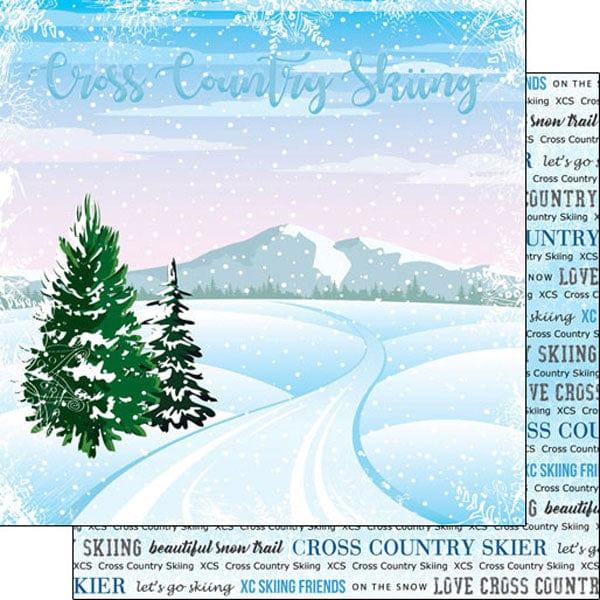 Winter Adventure Collection Cross Country Skiing 12 x 12 Double-Sided Scrapbook Paper by Scrapbook Customs