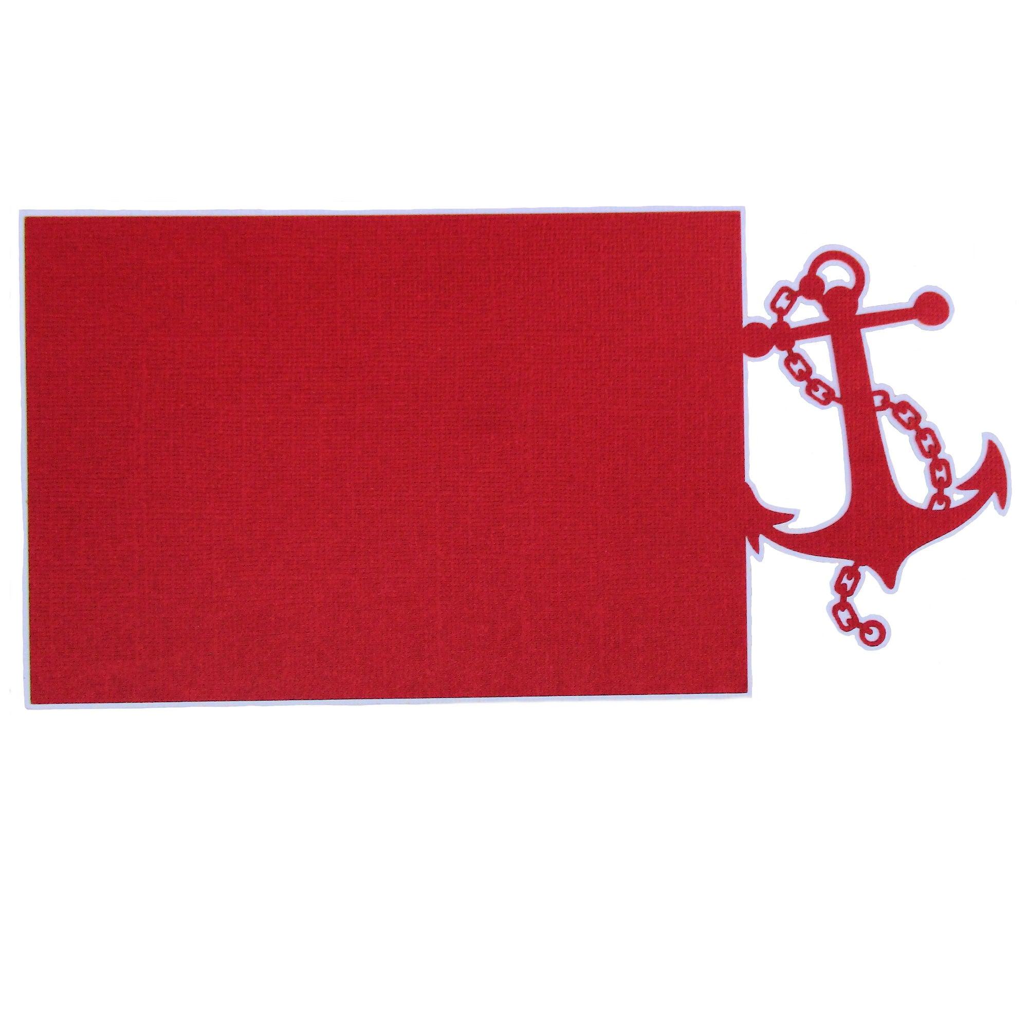 Cruise Anchor Red on White 4.25 x 6.25 Laser Cut Scrapbook Photo Mat Frame by SSC Laser Designs